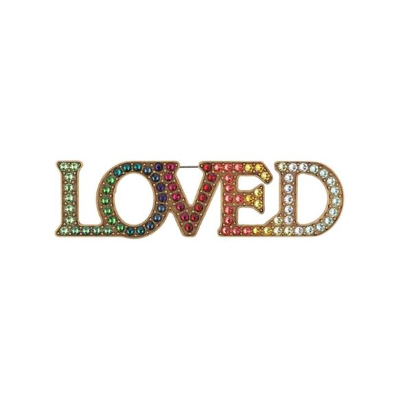 Crystal-Embellished LOVE Brooch